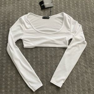 PLT Cropped White Longsleeve